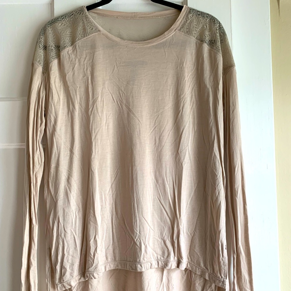 Bcbg lace detail long sleeve top